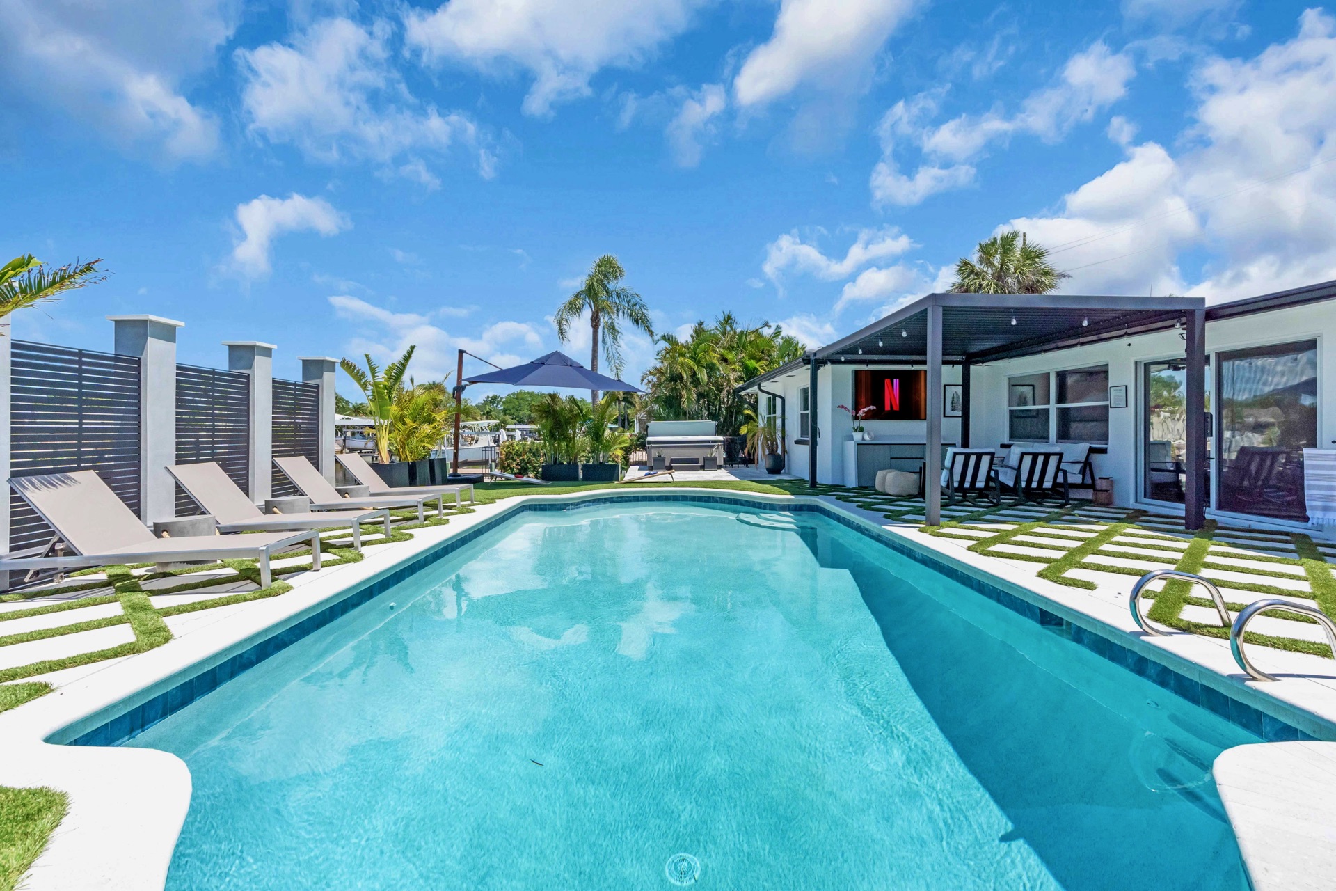 Sparkling private pool at luxury Tampa Bay rental home